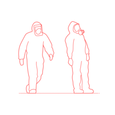 Humans Outbreak Disinfection Workers Standing Svg Line Art, Free Vectors File